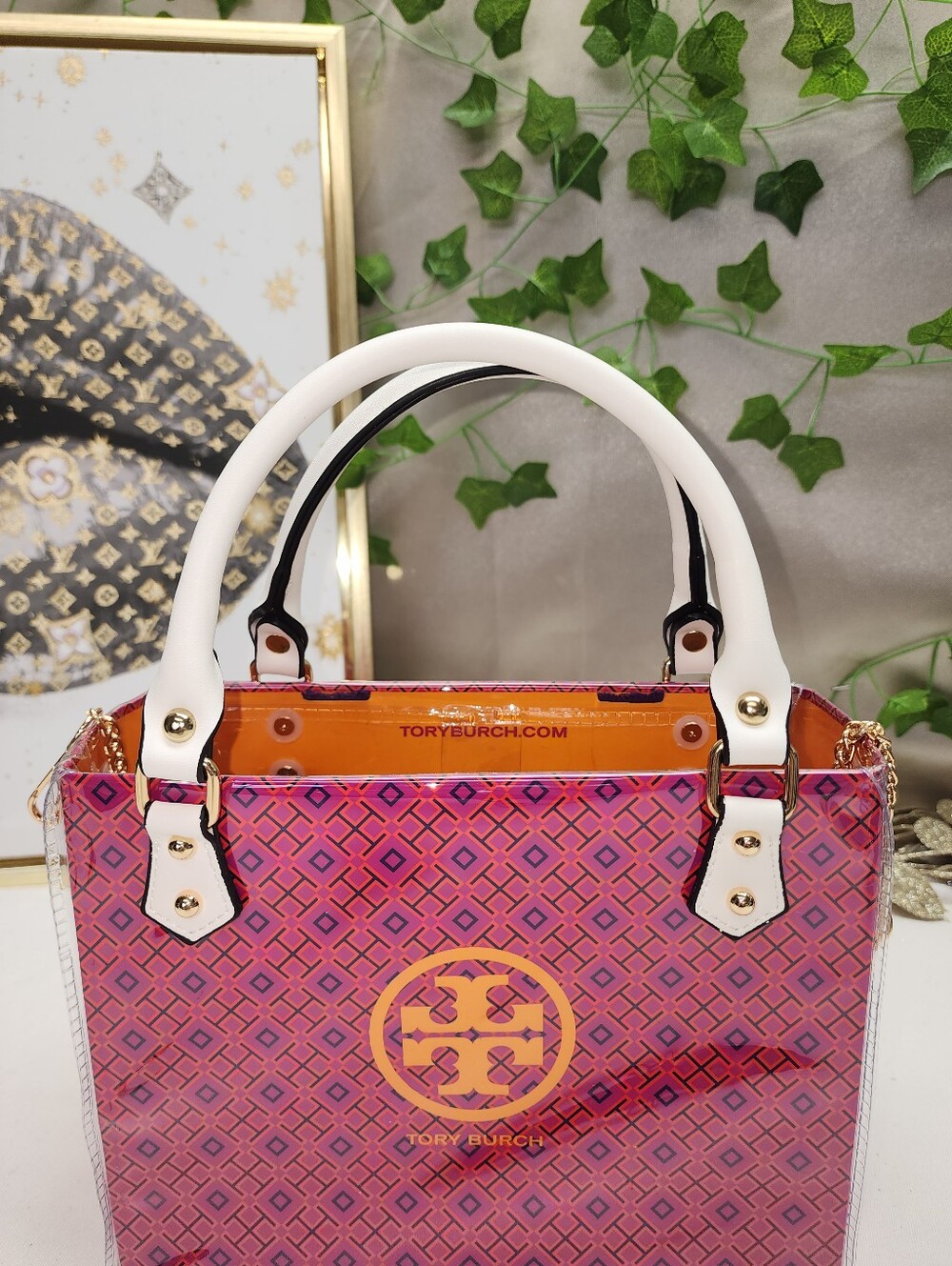 Authentic Tory Burch Shopping Bag In PVC Tote - Picture 7 of 10